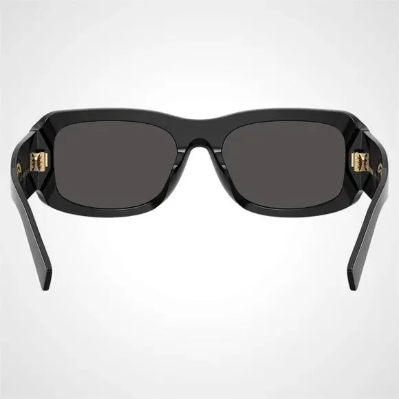 New Dolce & Gabbana Sunglasses Black Rectangle Square Gold Gray Lens New